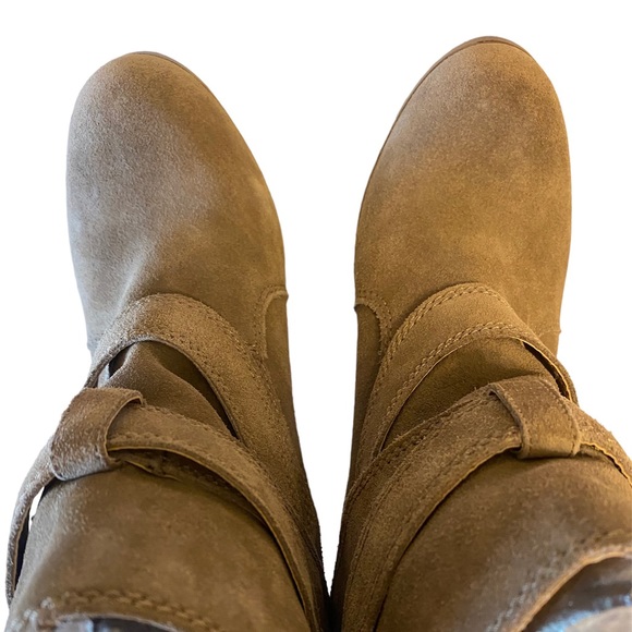 Taupe Suede Ankle Boots with Buckled Straps - Picture 5 of 8